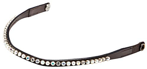PresTeq Stirnriemen ShineBright für Trense FaySport echte Swarovski-Kristalle (Vollblut, Braun/Weiss)
