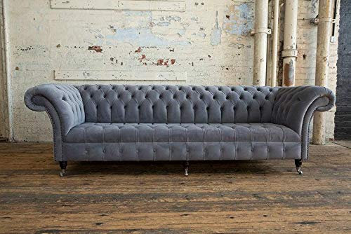 jvmoebel Design Sofa 4 Sitzer Couch Polster Luxus Klassische Textil Sofas Chesterfield