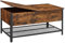 VASAGLE Couchtisch, Wohnzimmertisch, mit Klappplatte, geschlossenes Fach und Gitter-Regal, Metallrahmen, Industriestil, 100 x 55 x 47 cm, rustikales Braun und Schwarz LCT230B01