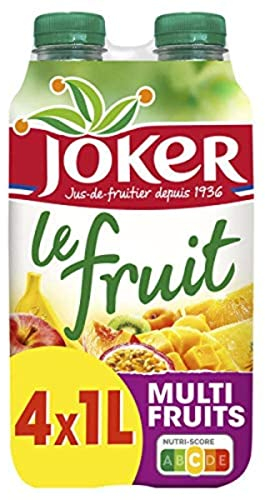 Joker Le Fruit Jus Multifruits Bouteille, 4 x 1L