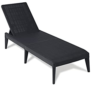 Toomax lettino Sirolo prendisole con finitura in Juta e schienale regolabile, colore antracite, dimensini 60x186x32,5h cm