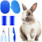 Hzran 6 Pieces Rabbit Grooming Kit, Pet Hair Remover, Rabbit Grooming Brush, Shampoo Bath Brush, Small Animal Nail Clippers and Trimmers, Pet Comb Grooming Set for Rabbit, Hamster, Bunny, Guinea Pig