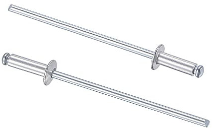 sourcing map Rivets Aveugles Rivets Traction Aluminium Noyau Décoration Rivets 2.4mm Diamètre 6mm Prise Longueur Argenté 60Pcs