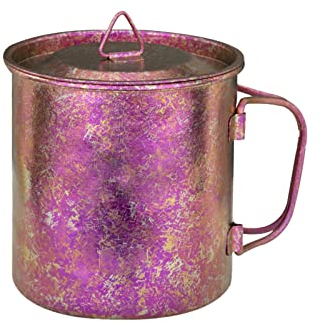 SXSHUOSI Taza de café 100% titanio, taza de café, taza de cerveza, plegable para exteriores, taza ultraligera con tapa, 450 ml (rosa)