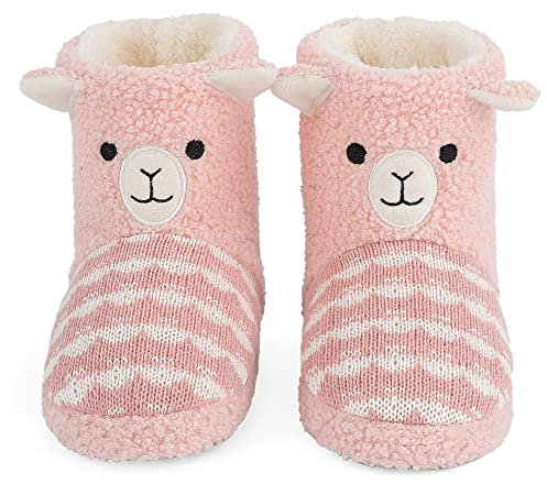 LACOFIA Stivali Pantofole Peluche per Bambina Ciabatte per Animali Stivaletti da Casa Invernali per Bimba Pecora 26/27
