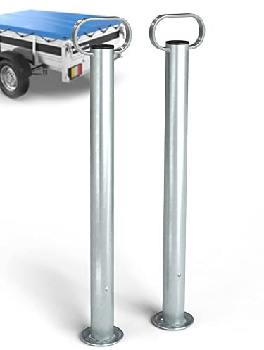 Tarpofix® Anhänger Stützen 600mm (300kg Stützlast) | Hänger Abstellstütze aus verzinktem Stahl | Strapazierfähige Ø 48mm Anhängerstütze | Stützfuß für Stema, Humbaur & viele weitere (2 Stk.)