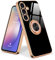 Urarssa Kompatibel mit Samsung Galaxy A54 5G Hülle mit 360 Grad Ring Ständer Handyhülle Galvanik Schutzhülle Magnetischer Autohalterung Stoßfest Hülle für Samsung Galaxy A54 5G, Schwarz