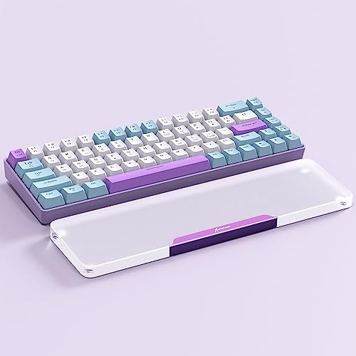 Attack Shark 68 Keys Acrylic Wrist Rest, CNC Aluminum Alloy Palm Rest, Transparent Arm Rest, 60 Percent Layout Gaming Mechanical Keyboard Wrist Rest, Ergonomic Wrist Support, Anti-Slip Base -Amethyst
