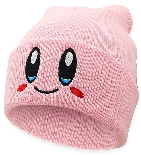 Ohjijinn Anime Beanie Pink Beanie Cute Kawaii Knit Hats, Funny Beanie Hat Winter Ski Slouchy Warm Cap for Men Women, Pink02, Einheitsgröße
