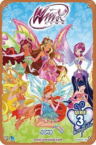 Winx Club Filmposter Retro Metall Blechschild Wand Home Wandkunst Metall Blechschild Höhle Bar Club Metall Blechschild 20,3 x 30,5 cm