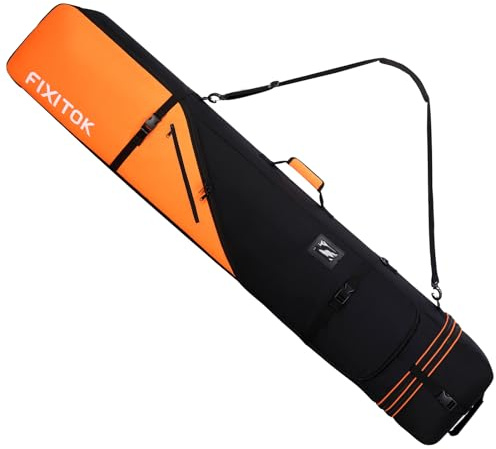 FIXITOK Snowboard & Skitasche für die Luftfahrt, wasserdichte Vollgepolsterte Snowboardtasche für Board, Stiefel, Kleidung, Helm und Ausrüstung, Verstellbare Länge Skitasche (157 cm - 181 cm)