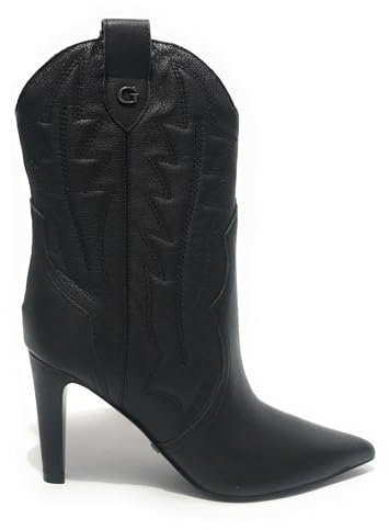 GUESS Scarpe Donna Stivaletto texano Calle in Pelle Nero D24GU44 FL8CZALEA10 40