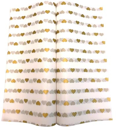 Suiwen 150pcs Gold Heart Wax Food Greaseproof Deli Paper, Waterproof Dry Hamburger Paper Liners Wrapping Tissue for Plastic Food Basket 25 * 22cm (9.8 * 8.6inch)