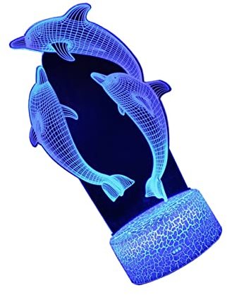 Housoutil Tierische Illusionslampe Led-nachtlicht Delphin-nachtlicht Farbwechselnde Nachtlampe Delphin-nachtlampe Delphin Licht Lampe Dekorationslampe Tischlampe Glas Fisch Lampe 3d