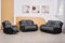 Rio Recliner Black/Grey Jumbo Cord Fabric 3+2+1 Seater Sofa Set - For Living Room Furniture - 3 Seater Sofa 2 Seater Sofa Settee Armchair - Cheap Couches (3+2+1 Seater Sofa)