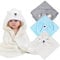 3PCS Cape De Bain Bébé À Capuche, Serviette de Bain Capuche, 80 x 80cm Fibre Bambou Bio, Extra Doux Absorbant, pour Bébé Respirant, 0-3 Ans