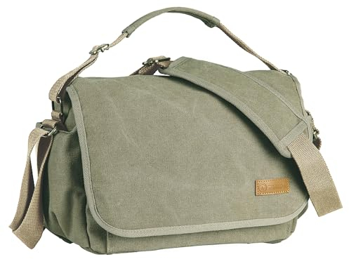 TARION Canvas Camera Bag Crossbody - Vintage Photo Bag DSLR Camera Messenger Bag Single Shoulder Bag Photo Bag Case for Women Men Street Photography with Waterproof Raincover Light Green RS-01