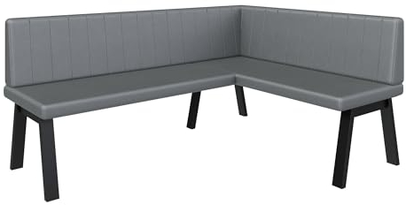 FURNISTAR Eckbank Akiko Metal A - Eckbankgruppe für Ihrem Esszimmer, Küche modern, Sitzecke, Essecke. Perfekt für Küche, Büro und Rezeption. Solide und Starke Verarbeitung. (168x128-Rechts-Soft29)