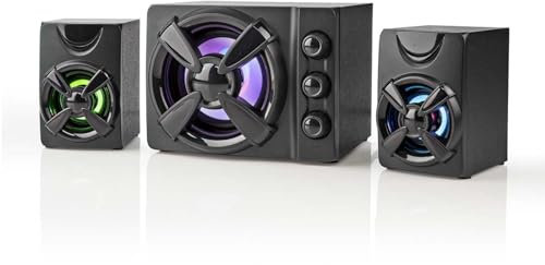 Ex-Pro Gaming Speakers with Subwoofer, USB Powered 2.1 Stereo Multimedia Speaker System with RGB LED Light, 33W Peak Power, 3.5mm Audio, 11W