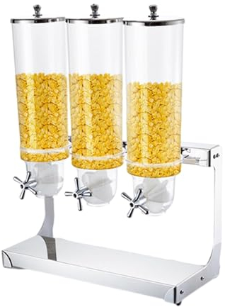 YOtat 3.5L/10.5L Dry Food Dispenser, Single Head Cereal Dispenser Countertop Cereal Container Storage Dispenser with PC Bucket And Stainless Steel Base for Home Kitchen,three heads (A three heads)