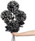 6'' Large Artificial Chrysanthemum Flowers with 24.7'' Long Stem, 4 pcs Black Silver Fake Silk Flowers Glittery Faux Ball Flowers for Home Decor, Wedding, Party, Halloween, Floral Arrangement
