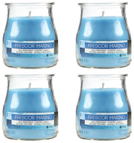 4 Stück Duftkerzen Meeresfrische, Duftkerzen Meeresfrische im Glas 24 Stunden Verbrennung