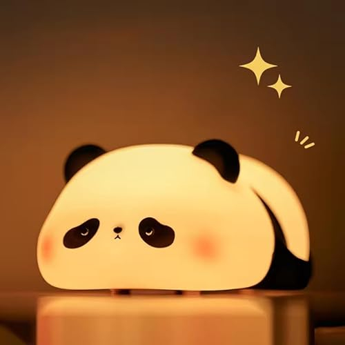 ALEXOUN Panda Nachtlicht Kinder,Cute Panda LED Nachttischlampe,3 Lichtmodi Stilllicht Dimmbar,Soft Silikon Nachttischlampe Mit Berührungssensor,Cute Nachtlicht Kinderzimmer Deko
