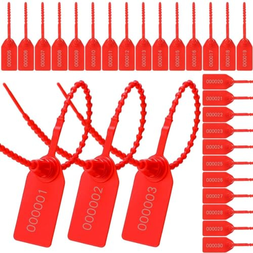 Kquepo 300 sellos de manipulación de plástico, bridas numeradas, etiquetas de seguridad, sellos de seguridad, autobloqueo desechable, señalización, 250 mm