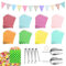 FIHODONE Bolsas Cumpleaños Infantil Accesorios,Contiene 80 Bolsas Regalo,4 Pinzas Chuches,2 Pala para Azucar y 1 Banner para Fiestas,Bolsitas Cumpleaños Infantiles para Dulces,Bolsas Papel para Bodas