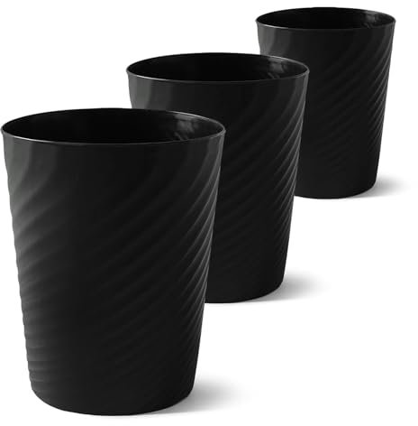Duscdesp poubelle 3 pièces Petit bureau Rond pour cuisine Chambre Enfants Salon, Noir Trash Bin Sans couvercle Poubelle à papier plastique