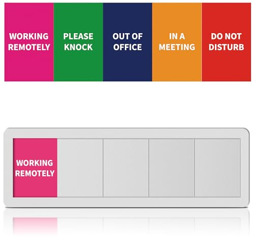 Office Door Signs Do Not Disturb, Please Knock, In A Meeting, Out Of Office, Working Remotely 5 Options Privacy Door Slider Sign for Meeting & Conference Room Frosted Silver