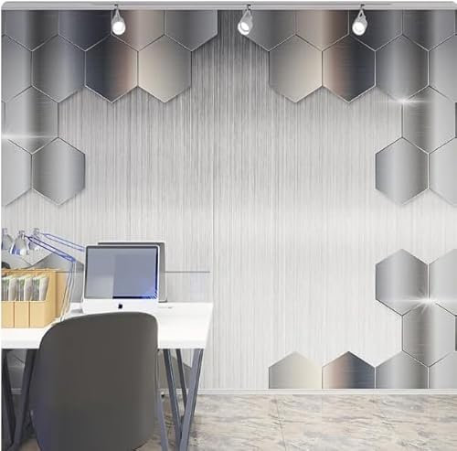 Tzxztt Geometric Hexagon Modern 3D Wallpaper Embossed Silk Neutral Tones Material Ideal for Living Room Bedroom-430cm×300cm
