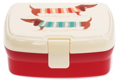 Rex London Lunchbox mit herausnehmbaren Fach Sausage Dog Dackel-Motiv, Snack Obst Behälter Dose Box