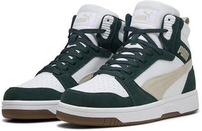 PUMA Unisex Rebound V6 Sd Sneaker, White Desert Dust Green Terrain, 38 EU