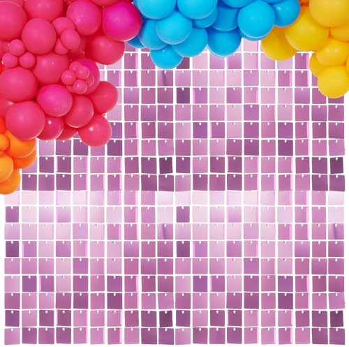 30 Pezzi Pannelli Shimmer Wall Rosa in PC Pet per Sfondo | Ogni Pannello 100 Quadratini, Effetto Iridescente Spettacolare, Combinazioni Flessibili e Montaggio Rapido