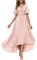 HPPEE Robe de mère de la mariée en mousseline de soie avec col en V et dentelle pour fête de mariage, rose, 56 Grande taille
