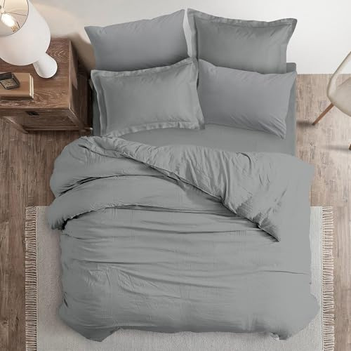 DANYDude 100% Egyptian Cotton 4PC Duvet Cover Double Set 400 Thread Count Double Duvet Cover With Deep Fitted Sheet & Pillowcases 2 Pack | 4PC Quilt Cover Set