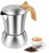 HAIJED Stovetop Coffee Makers 4 Cup/200ml Stainless Steel Induction Moka Pot Reusable Stovetop Espresso Maker Safe Stovetop Espresso and Coffee Maker with Skid Handle for Coffee Latte