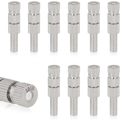 EFUTURETIME 10 x Nebeldüse Niederdruck 0,1 mm Nebel Düse Keramik, Nebeldüsen Messing Sprühdüsen mit Filter für 6mm Steckverbinder