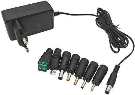 JZK 12V 2000 mA Fuente de alimentación, Adaptador de 12 V y 2 A, Cargador de Pared CA-CC con 7 Conectores CC para Teclado Yamaha, Tira LED, cámara CCTV, Router, Radio y Disco Duro Externo 