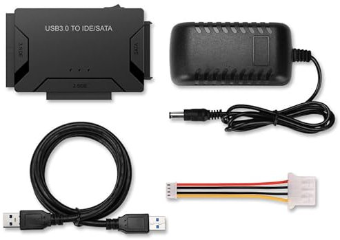 Adaptateur de disque dur IDE/SATA vers USB 3.0 pour disque dur HDD 2,5/3,5, adaptateur externe LUIRSAY avec câble SATA, câble USB et 10 Gbit/s, bloc d'alimentation 12 V 2 A