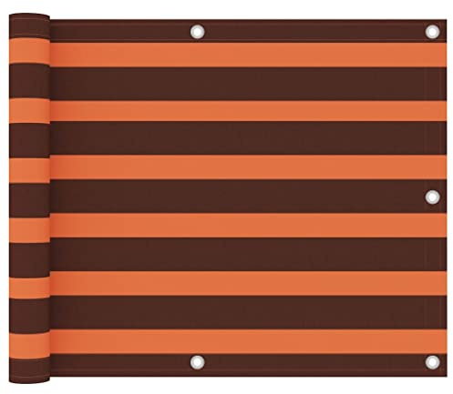 Myheimly Balkon Sichtschutz, Balkonbespannung mit Ösen Seil, Wasserfeste Balkonabdeckung, Balkonverkleidung für Balkon Terrasse,Orange und Braun,75 x 500 cm