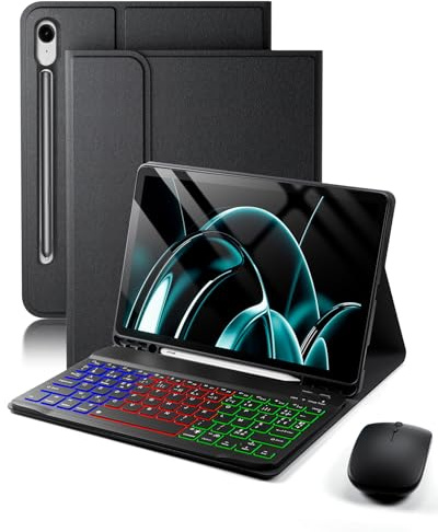 Pour Samsung Galaxy Tab S10 Lite/S10 FE (2025)/S9 FE/S9 (2023)/Tab S8 (2022)/Tab S7 (2020) 10.9-11Pouces Coque Étui Avec Bluetooth Français (AZERTY) Clavier Rétroéclairé Souris Backlight Keyboard Case