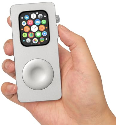 Schutzhülle aus Aluminiumlegierung für Apple Watch Serie 11/10, 46 mm, verwandelt Ihre Apple Watch in EIN Smartphone, Retro-iPod-Stil, Metall-Schutzhülle mit Klickrad, Silber, 46 mm – Serie 11/10