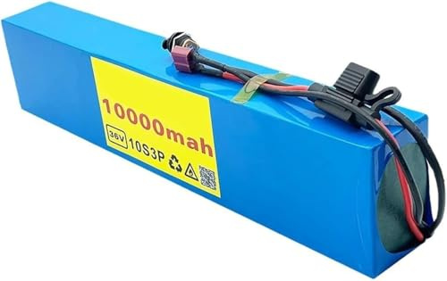 Caimcie 36V 10Ah 10S3P Waterproof Lithium Battery, High Power Rechargeable Battery for Electric Scooter and E-Bike, Compatible with 0-500W Motors T+DC