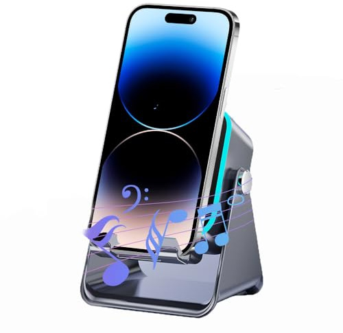 NPLSEO 5-in-1 Wireless Induction Bluetooth Speaker with Adjustable Phone Stand – Stereo Sound, 8 RGB Ambient Lights, Portable Rechargeable Speaker for iPhone & Android (Black)