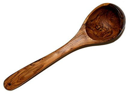 Medanouar Louche à Soupe en Bois d'olivier | 30 cm | entièrement fabriquée à la Main | antibactérien | idée Cadeau | Homme | Femme | Noel | Anniversaire | qualité supérieure | Cuisine méditerranéenne