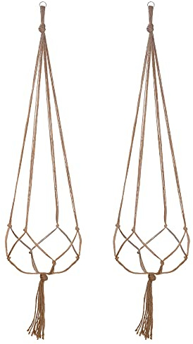 EBOOT 2 Pack 48 Inch Large Macrame Plant Hanger Rope to Hang Flower Pot Plant Holder for Indoor Outdoor Decorations, 4 Legs (Linen Color)