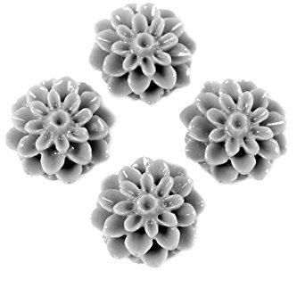 Cabochons en gris de fleurs 15 mm 4 pièces de Vintage Parts Bijoux DIY
