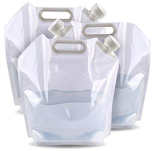 BRAMBLE 3 Bidons Pliables, Réservoirs Eau en Plastique, 5L - Camping, Randonnée, Voyage & Camping-Car - Transparent, Solide & sans BPA